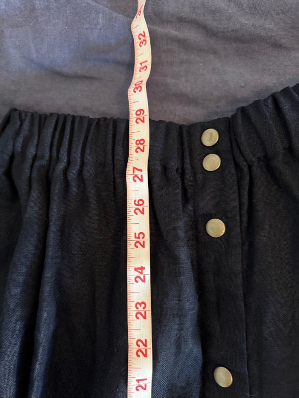 Not Perfect Linen BLACK MARSEILLE linen front snap skirt - Picture 5 of 6